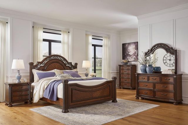 Signature Design by Ashley® Lavinton 3-Piece Brown King Poster Bed Set-3