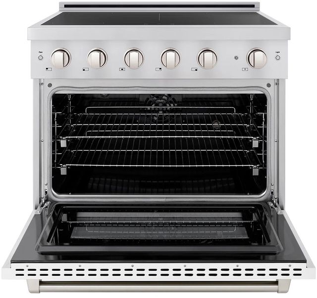 ZLINE Autograph Edition Paramount 36" Stainless Steel Pro Style Induction Range with White Matte Door-1