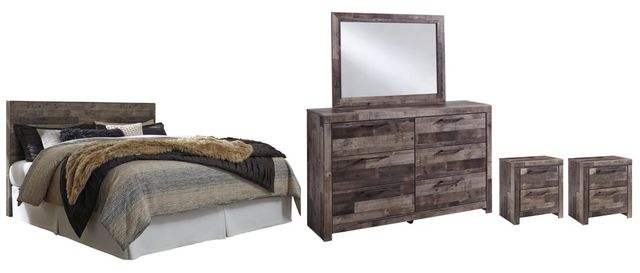 Benchcraft® Derekson 5-Piece Multi Gray King Panel Headboard Bed Set-0