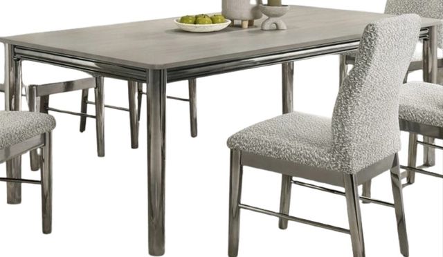 New Classic® Home Furnishings Lennox Gray Dining Table with Silver Base-0