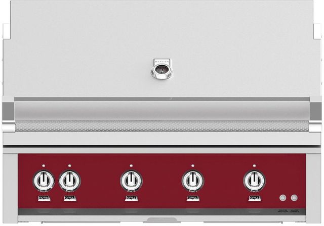 Hestan® 5-Burner Burgundy Built-In Liquid Propane Grill-0