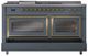 Ilve® Nostalgie II Noblesse 60'' Blue Gray Pro Style Dual Fuel Range with Brass Trim-3