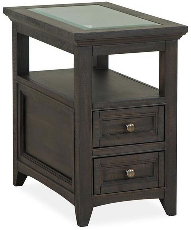 Magnussen Home® Westley Glass Insert Top Falls Graphite Chairside End Table-0