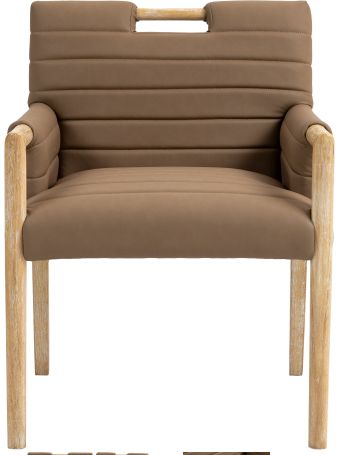 Meridian Furniture Aimee Brown 19" Vegan Leather Dining Arm Chair-1