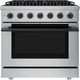 Hauslane HausPro Range 36" Stainless Steel Pro-Style Gas Range with Matte Black Knobs-0