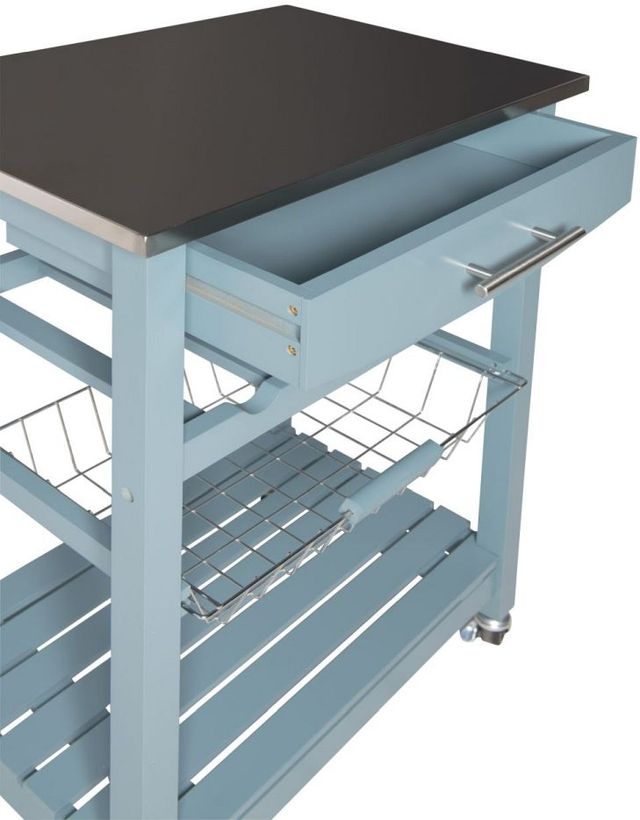 Linon Zoey Smoke Blue Kitchen Cart-3