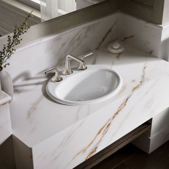 Kohler Farmington® White 19.25" Widespread Oval Drop-In Bathroom Sink-2