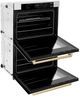 ZLINE Autograph Edition Professional 30" Stainless Steel Double Electric Wall Oven with White Matte Doors and Champagne Bronze Accents-3