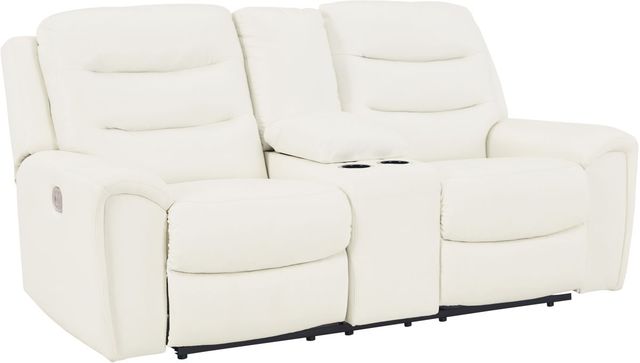 Signature Design by Ashley® Warlin White Power Reclining Loveseat with Console-0
