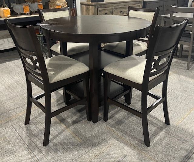 5-Piece Cherry Brown Counter Dining Set - OVERSTOCK-0