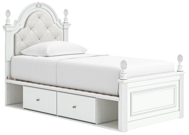 Signature Design by Ashley® Kozlani White Twin Upholstered Panel Storage Bed-0