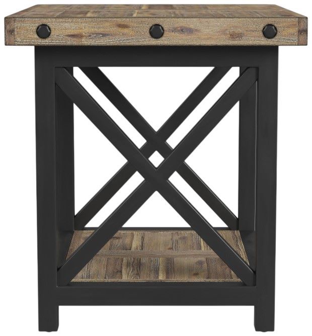 Flexsteel® Carpenter Light Brown End Table with Black Metal Frames-3