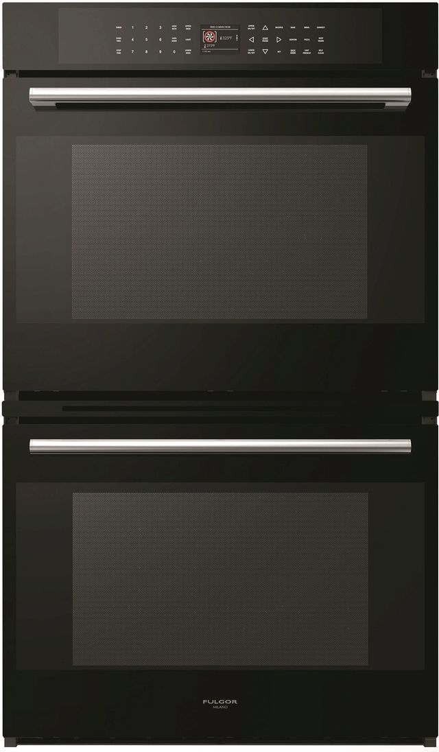 Fulgor® Milano 700 Series 30" Black Glass Double Electric Wall Oven-0