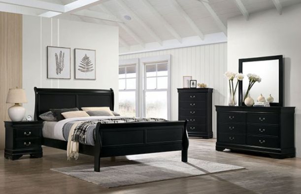 Furniture of America® Louis Philippe 4-Piece Black Queen Bedroom Set-0