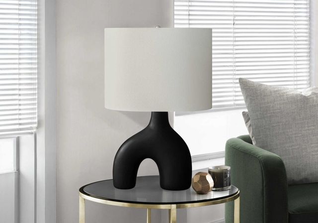 Monarch Specialties Inc. Black Ceramic Table Lamp with Ivory Shade-3