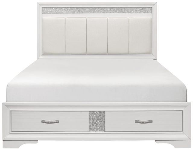 Homelegance® Luster Silver Glitter/White Upholstered Queen Storage Platform Bed-2