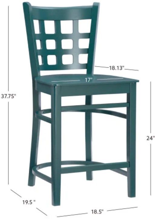 Linon Luna 2-Piece Hunter Green Counter Stool-2