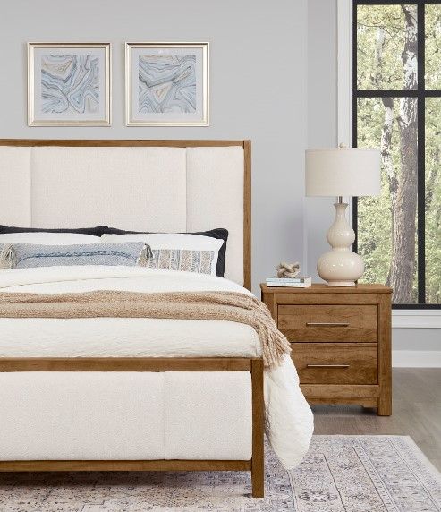 Artisan & Post by Vaughan-Bassett Crafted Cherry by Ben & Erin Napier Medium Cherry/White Queen Upholstered Panel Bed -2