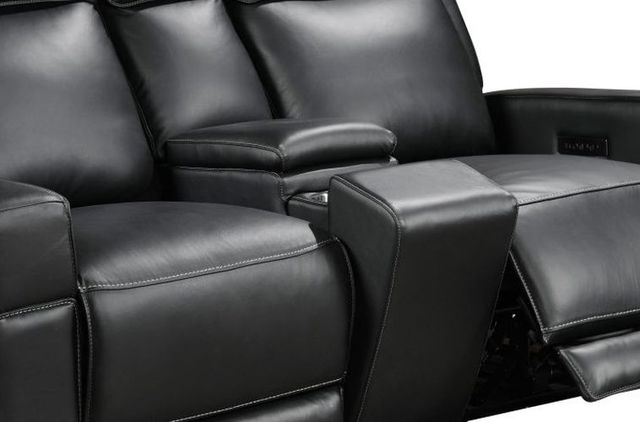 Leather Italia™ Cambria Valley Black Power Reclining Loveseat with Console-1