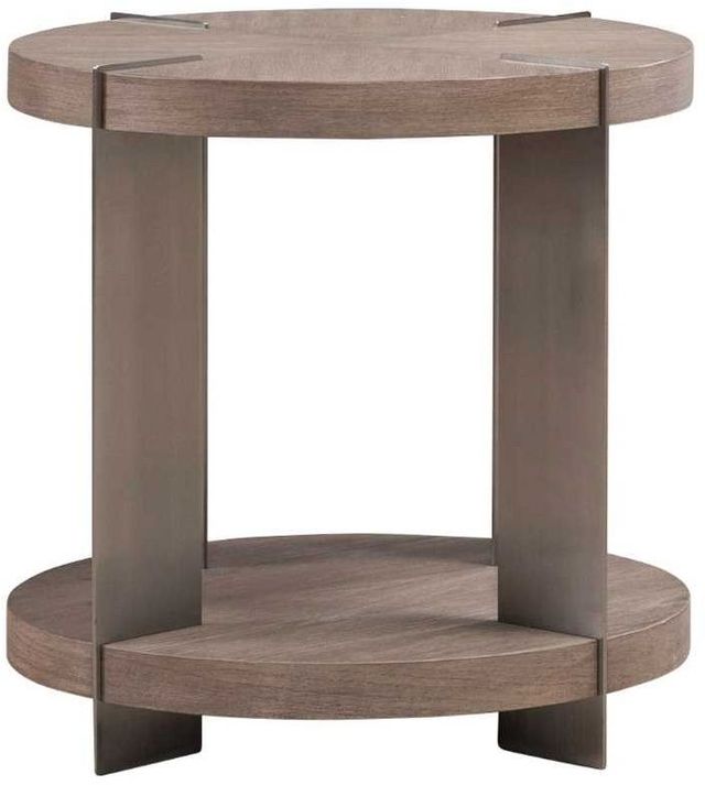 Liberty Furniture Harlow Sandstone Round End Table with Satin Nickel Base-2
