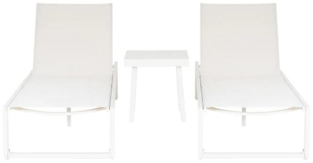 Linon Alora 3-Piece White/ Aluminum/Fabric Lounge Chair Set-1