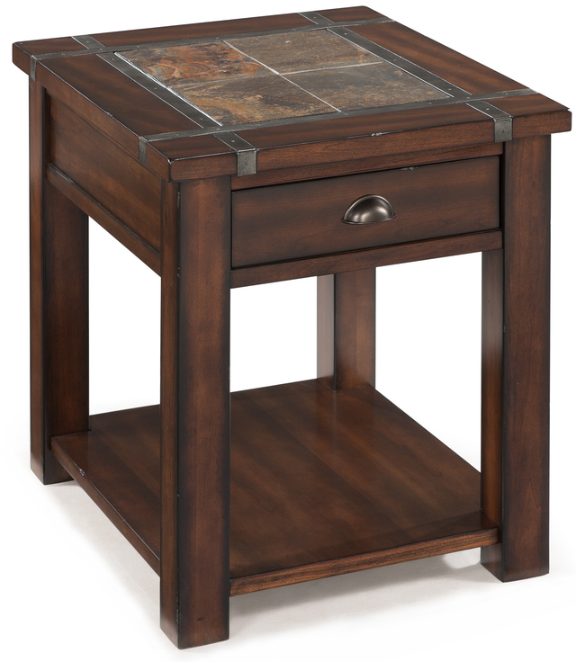 Magnussen Home® Roanoke Cherry Chairside Square End Table with Slate Top -0