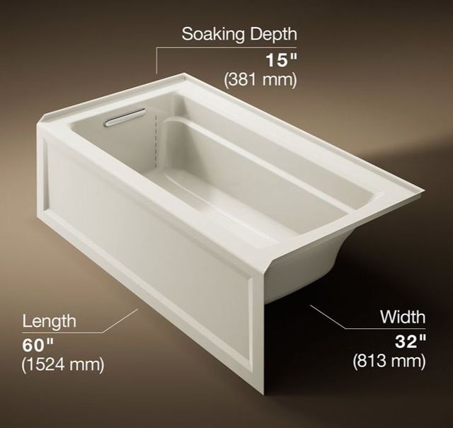 KOHLER® Archer® Biscuit 60" x 32" Alcove Bath - Left Drain-2
