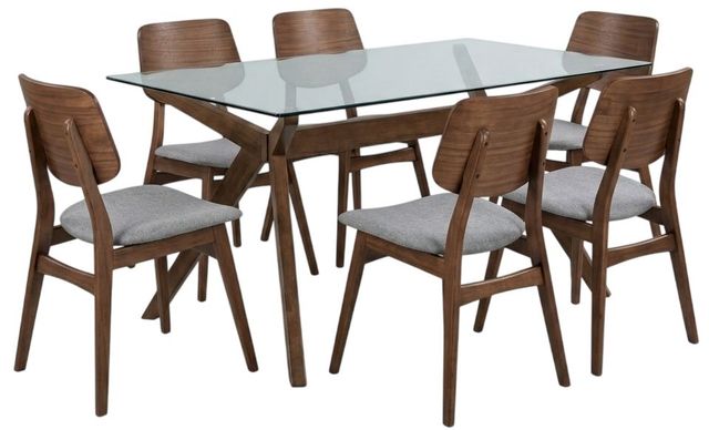 New Classic® Home Furnishings Oscar 7-Piece Dark Gray/Walnut Dining Table Set-0