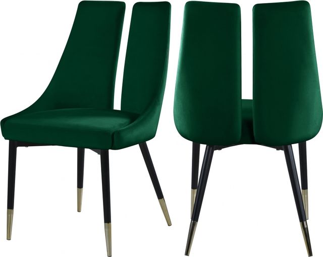 Meridian Furniture Sleek Green Velvet Dining Chair-1