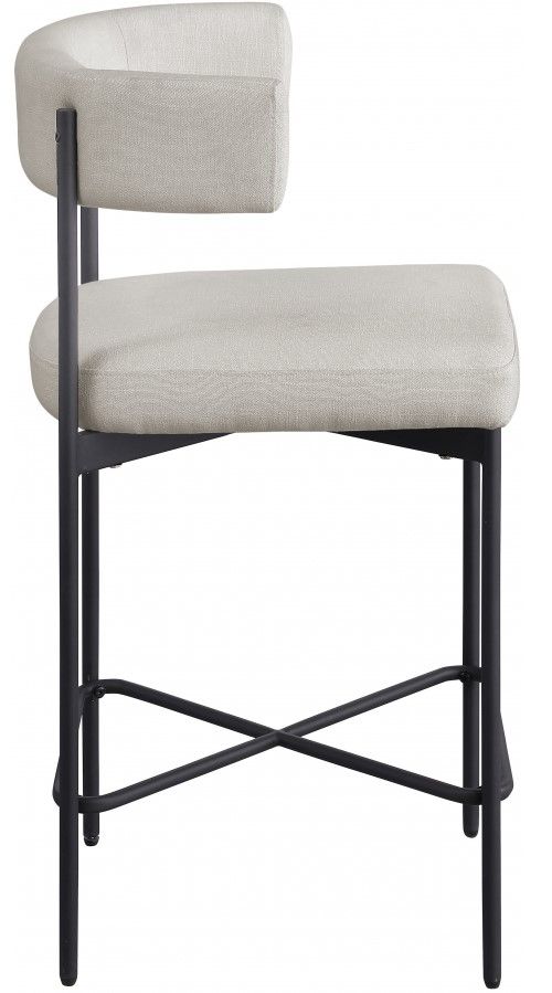 Meridian Furniture Rivage 2-Piece Beige/Matte Black Linen Textured Counter Stool Set-2