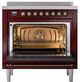 Ilve® Nostalgie II Noblesse 36'' Burgundy Pro Style Induction Range with Burnished Trim-1