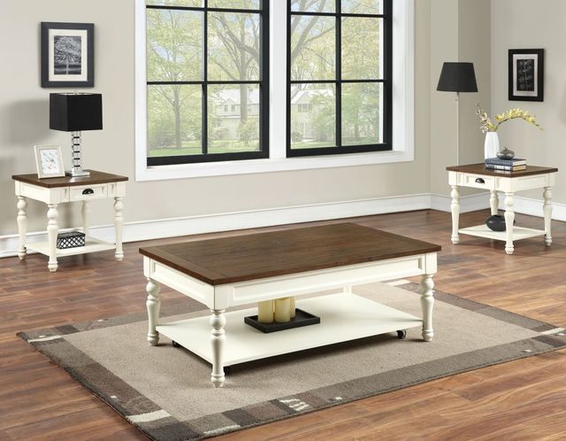 Steve Silver Co. Joanna Mocha Coffee Table with Ivory Base-1