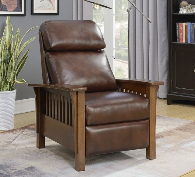 BarcaLounger® Mission Wenlock Fudge Leather Manual Recliner-2