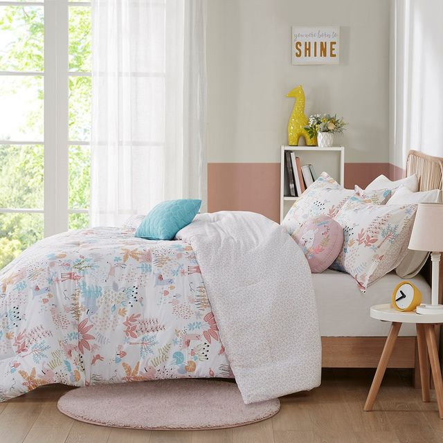 Olliix by Urban Habitat Kids Iris Blush Full/Queen Woodland  Animals Cotton Reversible Comforter Set-3