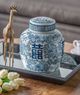 A & B Home Blue/White Berit Lidded Jar-5