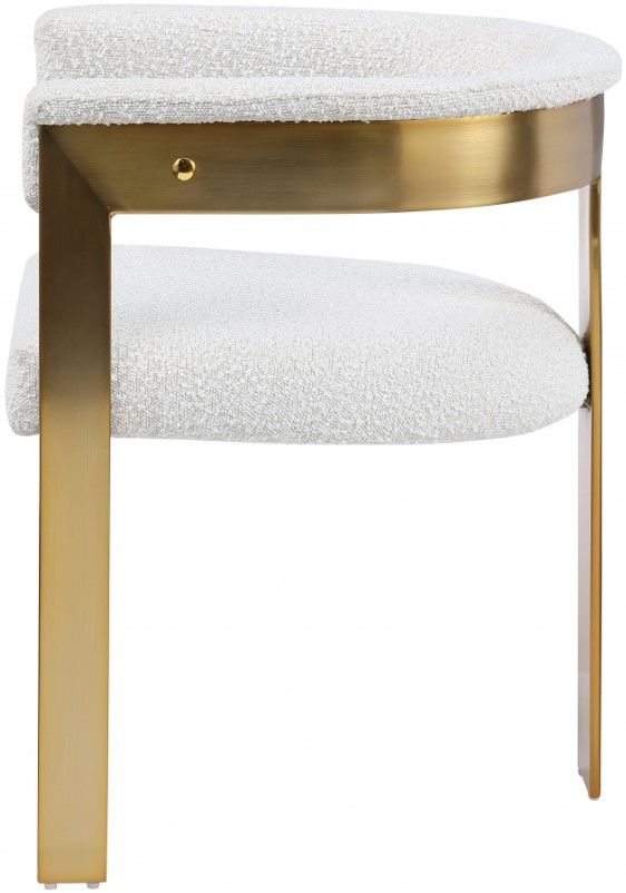 Meridian Furniture Romeo Cream/Brushed Gold Boucle Upholstered Dining Chair-2