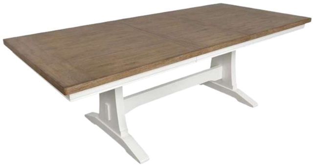 Magnussen Home® Kingston Cerused Nutmeg Trestle Dining Table with Whisper White Base-4