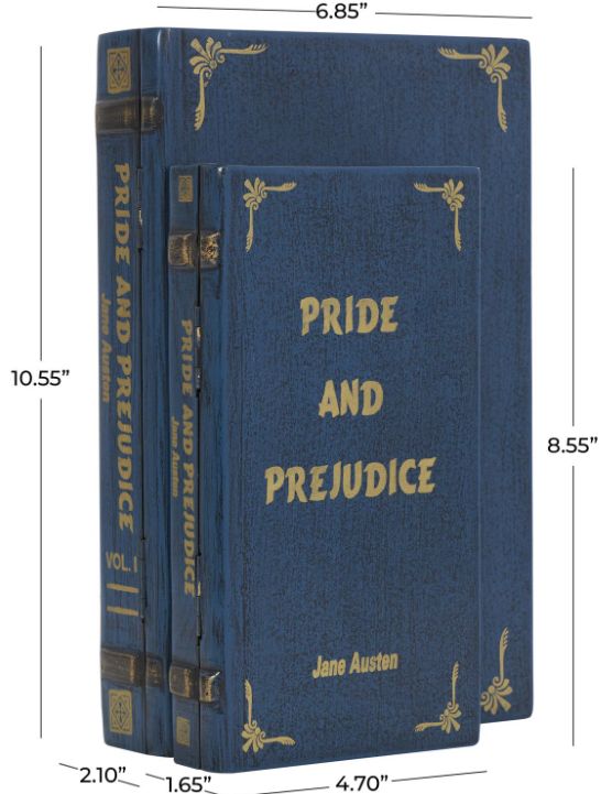Deco Marche 2-Piece Blue Storage Faux Book Decorative Box Set-3
