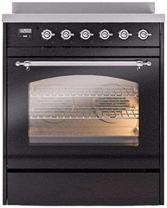 Ilve® Nostalgie II Series 30" Glossy Black Pro Style Induction Range-3