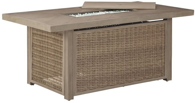 Signature Design by Ashley® Beachcroft Beige Outdoor Rectangular Fire Pit Table-1