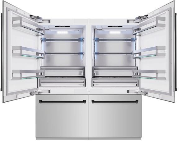 ZLINE Autograph Edition 72" 39.6 Cu. Ft. Satin Stainless Steel Built In French Door Refrigerator with Matte Black Accents-3