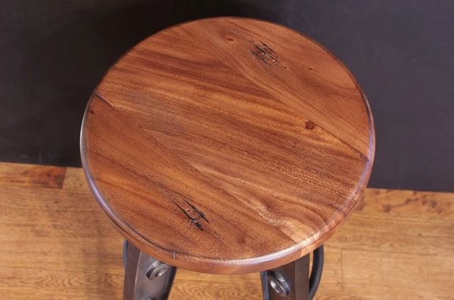 International Furniture Direct Parota Black/Brown Adjustable Swivel Bar Stool-2