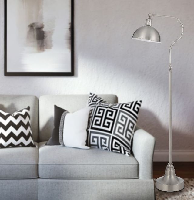 Cal® Lighting & Accessories Brushed Steel Floor Lamp-2