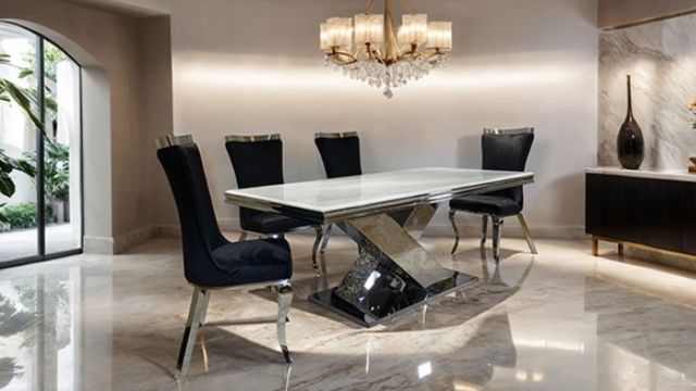 Furniture of America® Basilicata 2-Piece Black/Silver Dining Side Chair Set-1