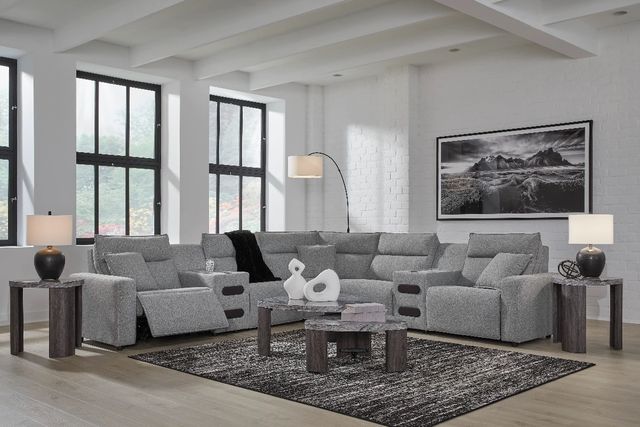 Signature Design by Ashley® Modmax II 7-Piece Pepper/Salt Modular Power Reclining Sectional with Audio Consoles-4