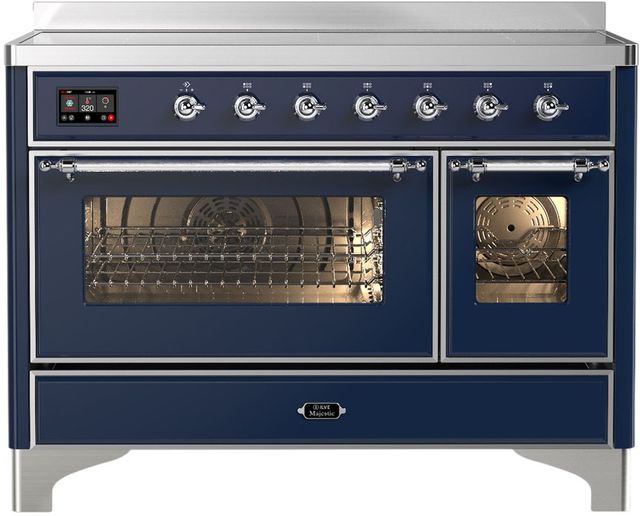 Ilve® Majestic III 48" Midnight Blue Pro Style Induction Range with Triple Glass Door and Chrome Trim-0