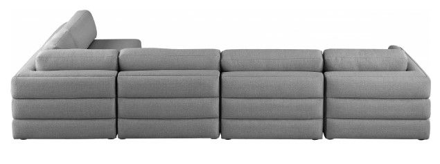 Meridian Furniture Beckham 5-Piece Grey Linen Polyester Modular Sectional-1