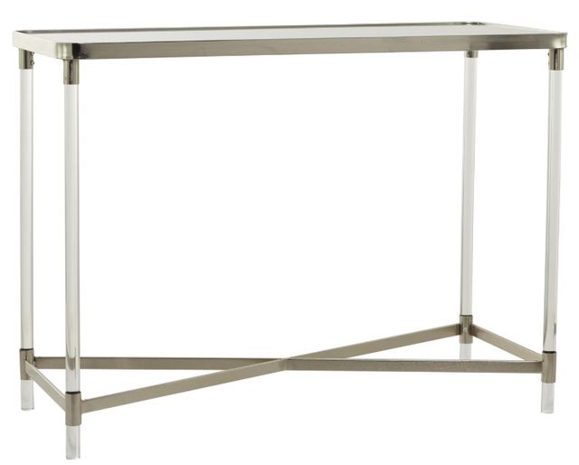 Deco Marche Glass Top Console Table with Silver Base-0