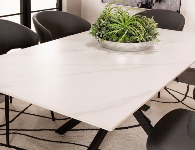 Cramco Nero White Sintered Stone Dining Table with Matte Black Base-4