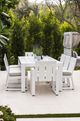 Sunset West Newport Satin White Aluminum Outdoor Dining Arm Chair with Cast Silver Cushion-3